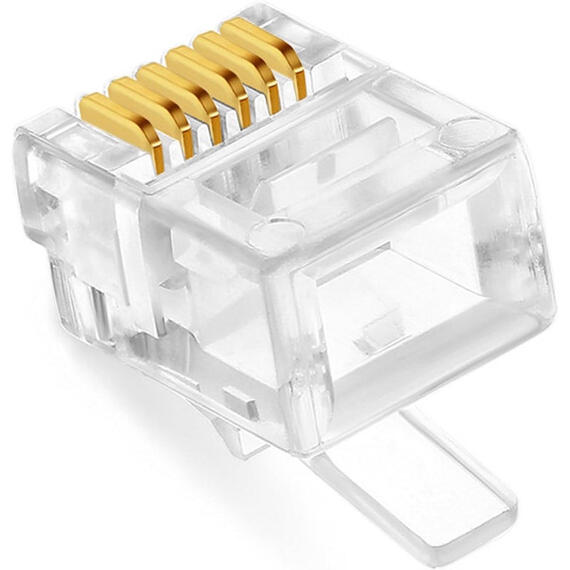 NECABLES 20Pack RJ11/RJ12 Pass Through Connector 6P6C Telephone Modular Plug 3 Prong Type for Phone Line Cord - Image 4